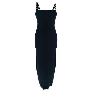 Staud Rio Shell-Embellished Strap Midi Dress in Black Cotton
